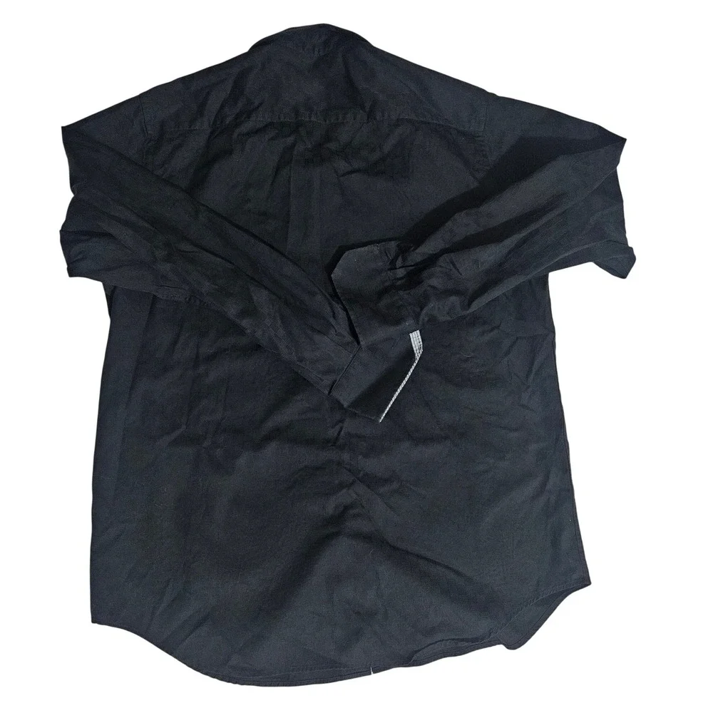 Bugatchi Uomo Mens Classic Fit Black Textured Check Button Down Shirt Size M